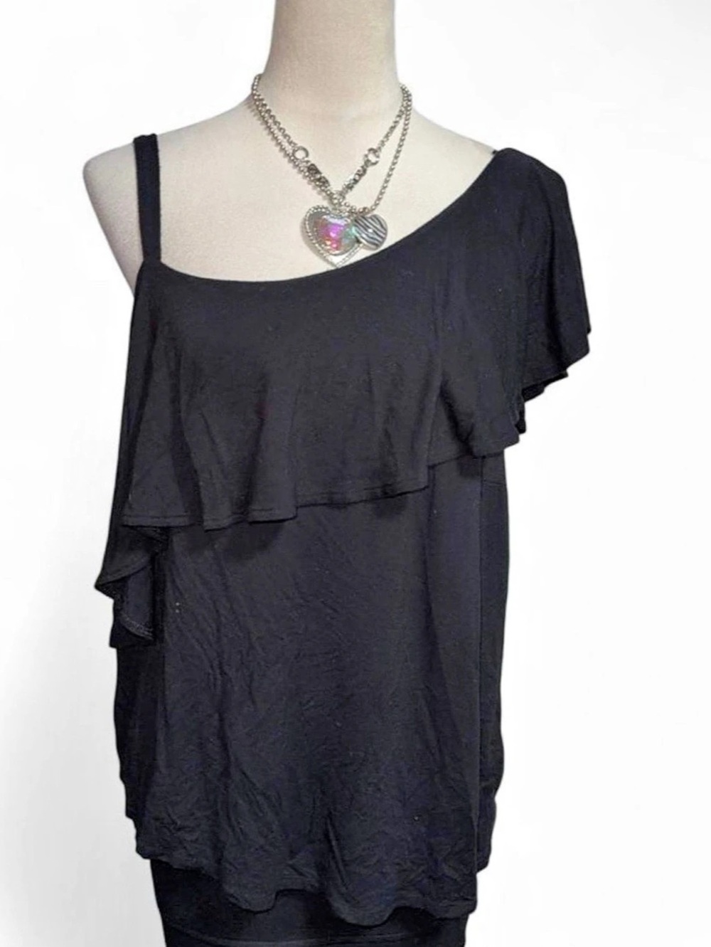 Jennifer Lopez Black Ruffle Camisole Y2K large